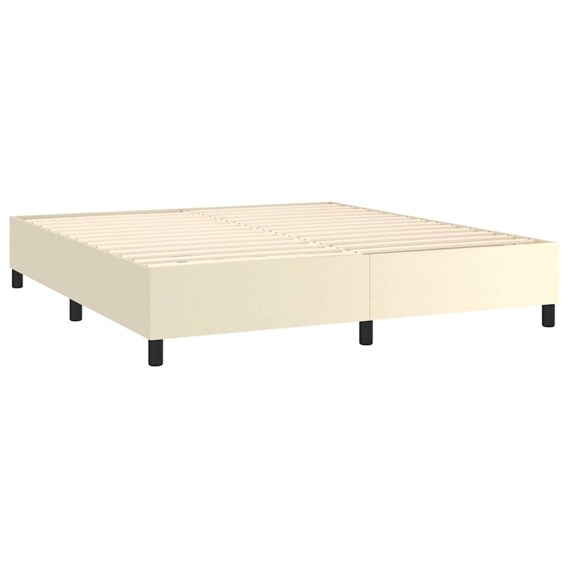 Cadru de pat cu arcuri, crem, 160x200 cm, piele ecologică