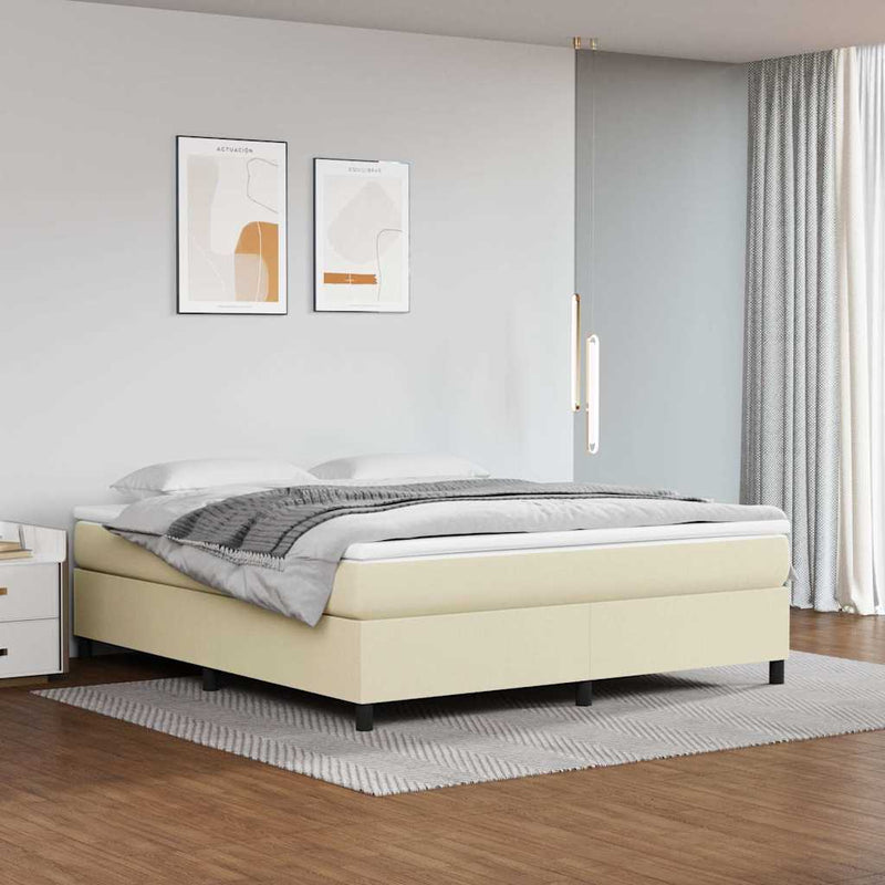 Cadru de pat cu arcuri, crem, 160x200 cm, piele ecologică