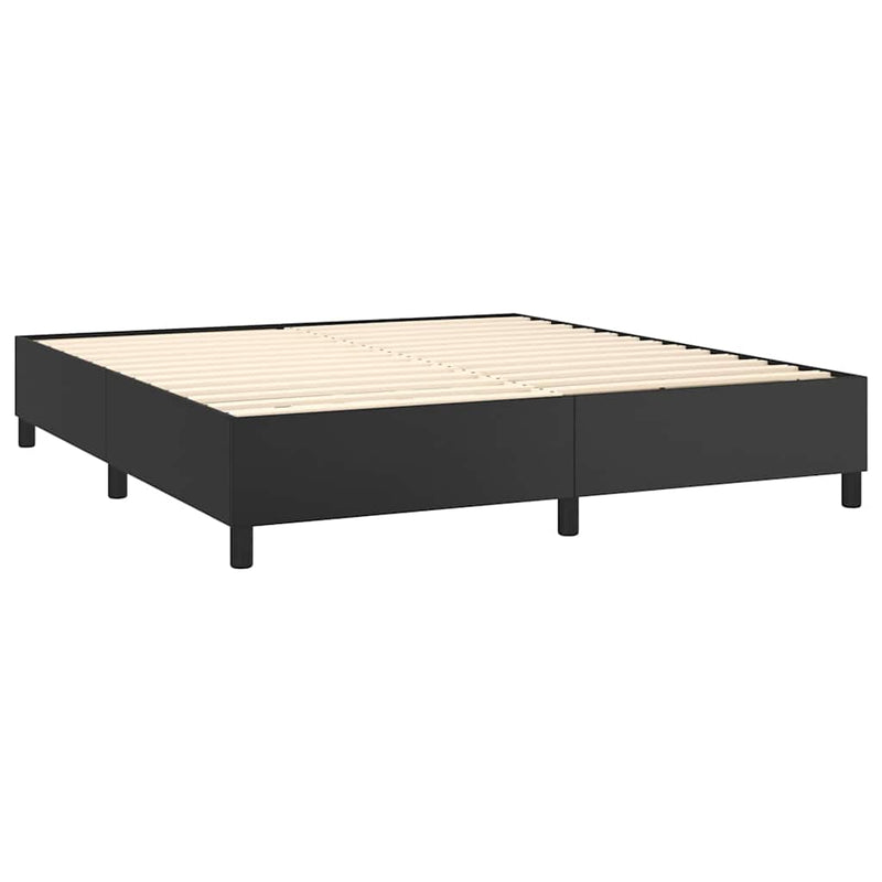 Cadru de pat cu arcuri, negru, 180x200 cm, piele ecologică