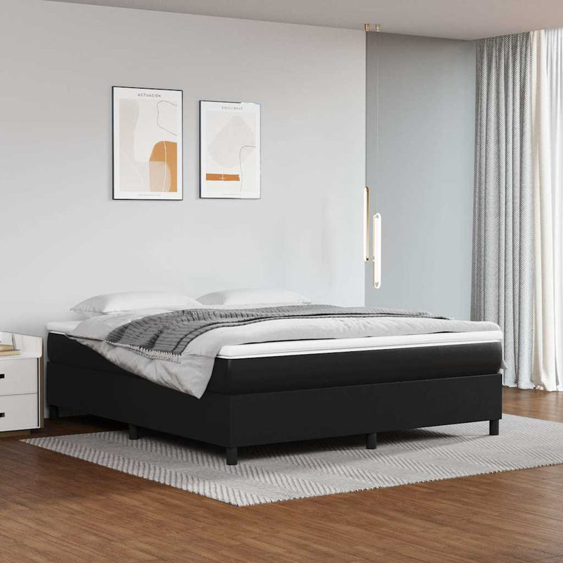 Cadru de pat cu arcuri, negru, 180x200 cm, piele ecologică