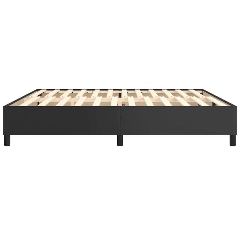 Cadru de pat cu arcuri, negru, 200x200 cm, piele ecologică
