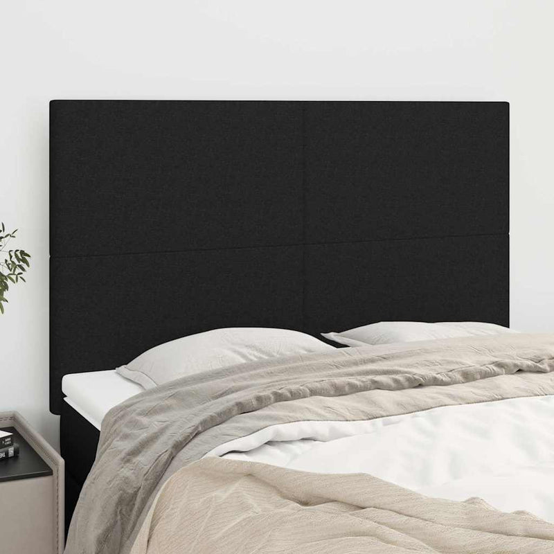 Tăblie de pat neagră 144x5x118/128 cm, material textil
