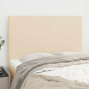 Tăblie de pat crem 144x5x118/128 cm, material textil