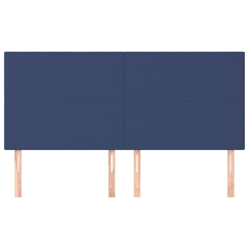 Tăblie de pat albastră 200x5x118/128 cm, material textil