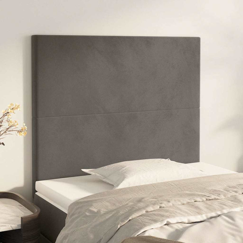 Tăblie de pat gri închis 90x5x118/128 cm catifea