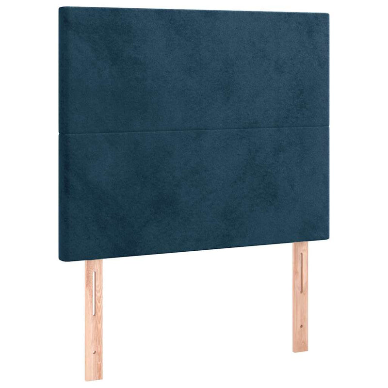 Tăblie de pat albastru închis 100x5x118/128 cm catifea