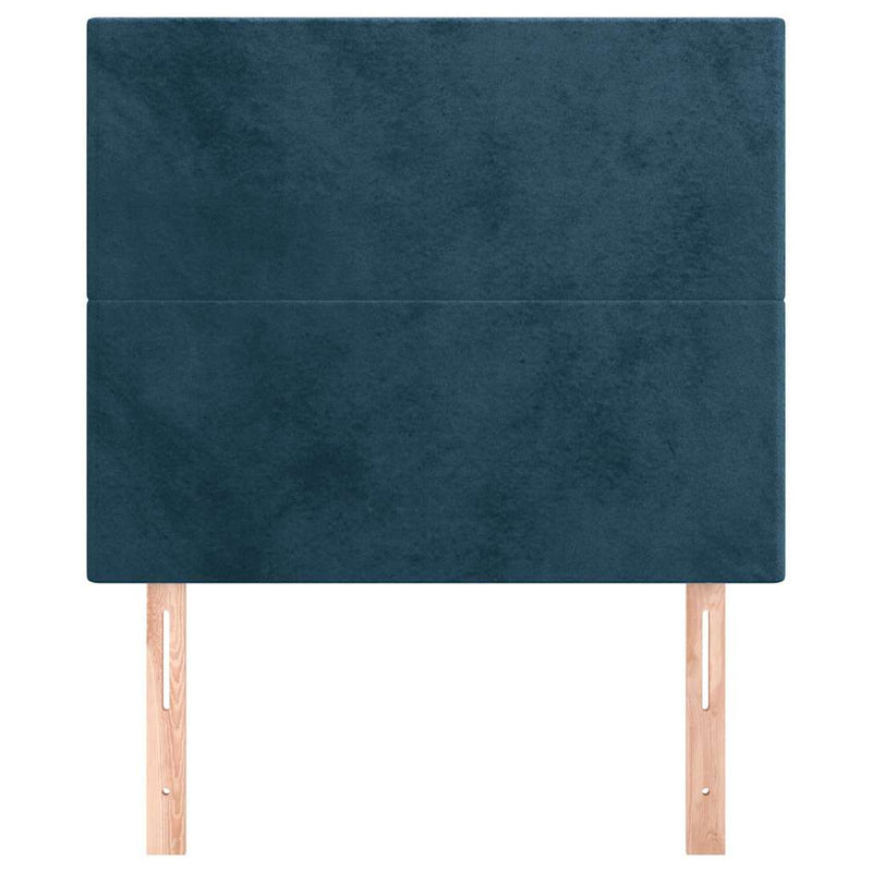 Tăblie de pat albastru închis 100x5x118/128 cm catifea