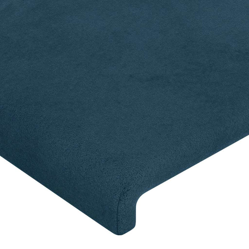 Tăblie de pat albastru închis 100x5x118/128 cm catifea