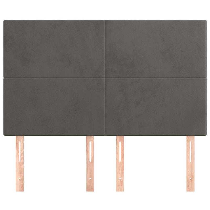 Tăblie de pat gri închis 144x5x118/128 cm catifea