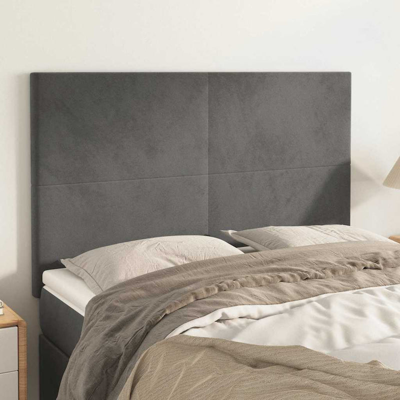 Tăblie de pat gri închis 144x5x118/128 cm catifea