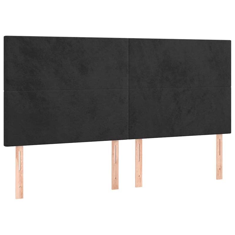 Tăblie de pat neagră 160x5x118/128 cm catifea