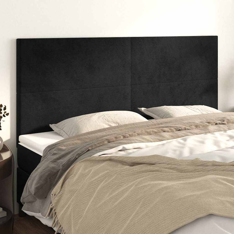 Tăblie de pat neagră 160x5x118/128 cm catifea