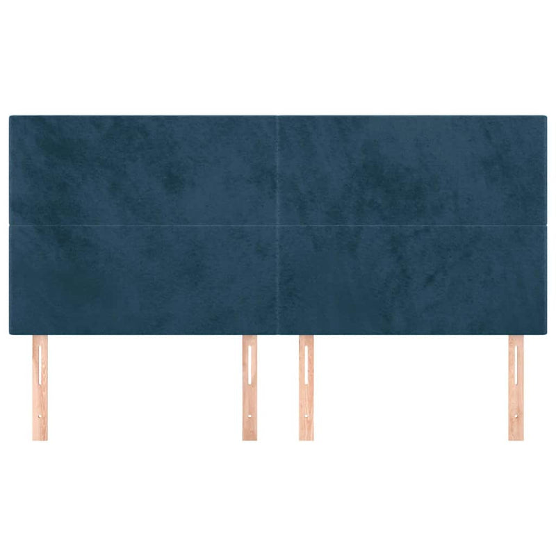 Tăblie de pat albastru închis 200x5x118/128 cm catifea