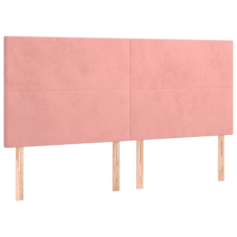 Tăblie de pat roz 200x5x118/128 cm catifea