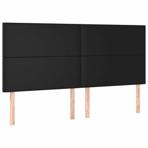 Tăblie de pat neagră 160x5x118/128 cm piele ecologică