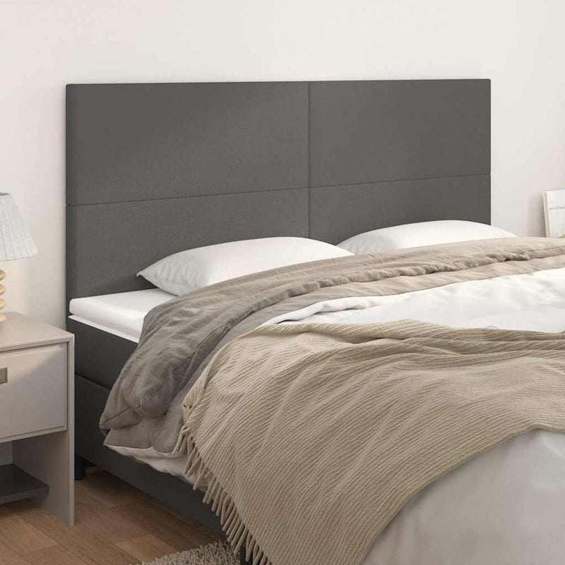 Tăblie de pat gri 200x5x118/128 cm piele ecologică