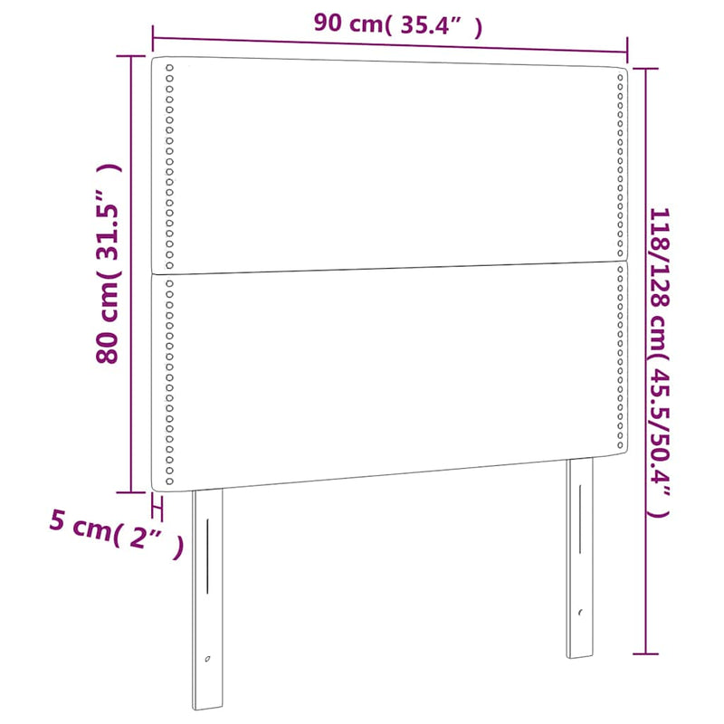 Tăblie de pat gri deschis 90x5x118/128 cm, material textil
