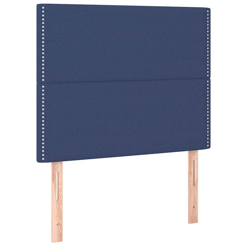 Tăblie de pat albastră 90x5x118/128 cm, material textil