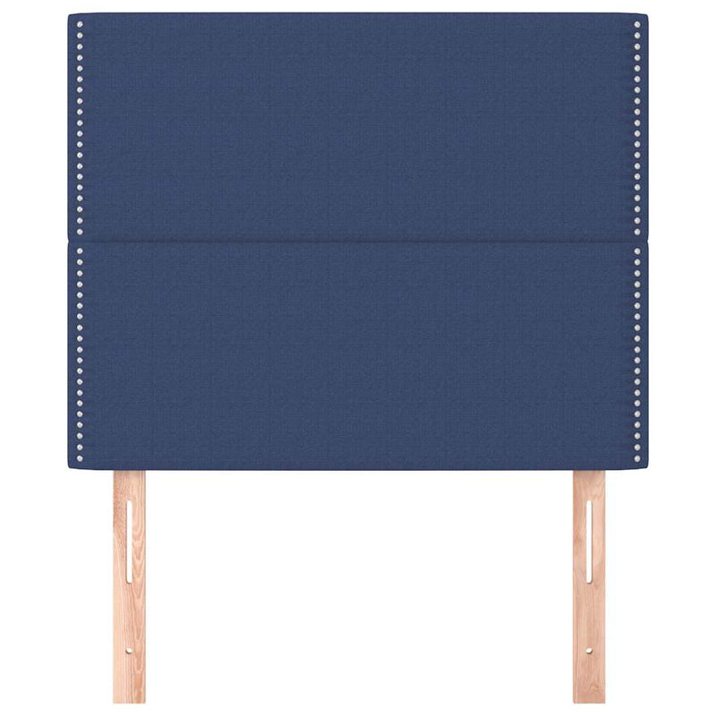 Tăblie de pat albastră 90x5x118/128 cm, material textil