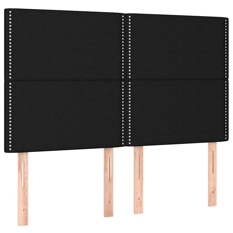 Tăblie de pat neagră 144x5x118/128 cm, material textil