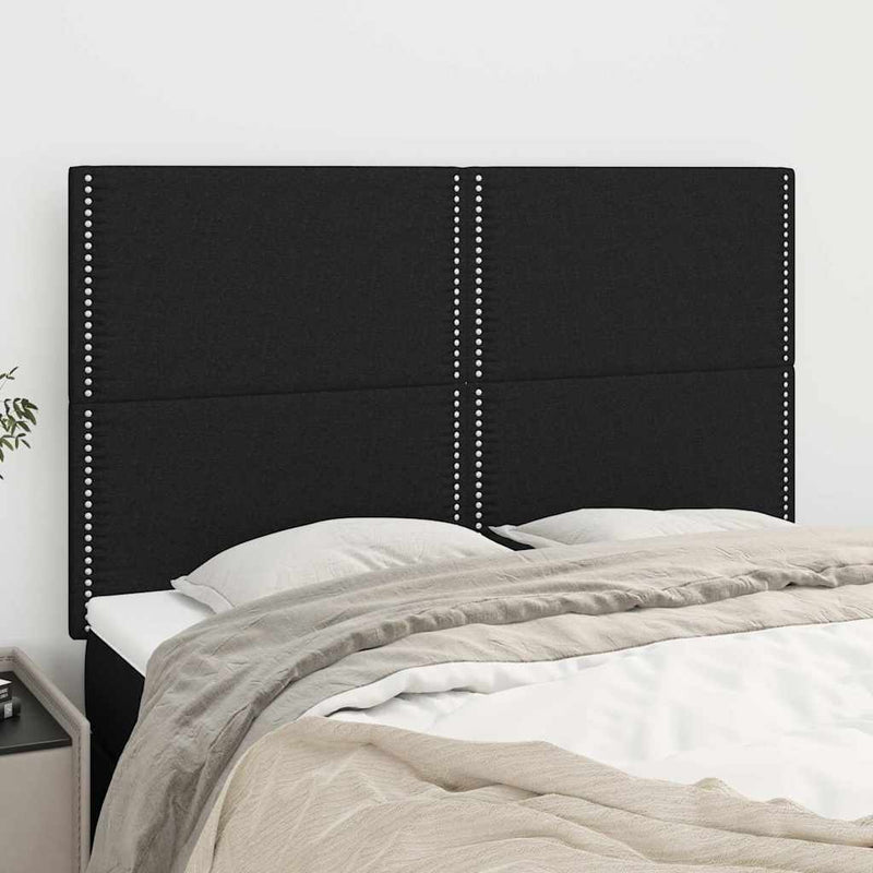 Tăblie de pat neagră 144x5x118/128 cm, material textil