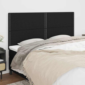 Tăblie de pat neagră 180x5x118/128 cm, material textil