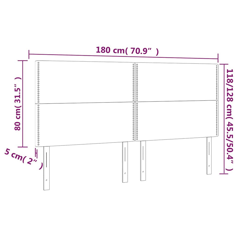 Tăblie de pat crem 180x5x118/128 cm, material textil