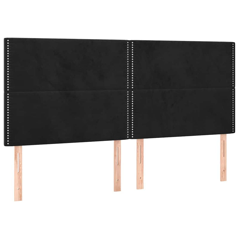 Tăblie de pat neagră 180x5x118/128 cm catifea