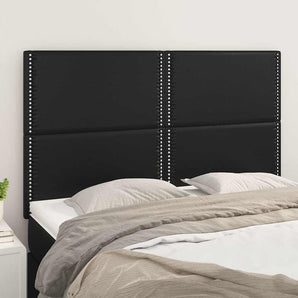 Tăblie de pat neagră 144x5x118/128 cm piele ecologică