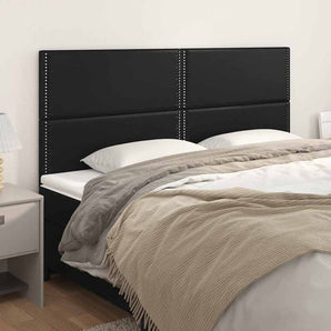 Tăblie de pat neagră 200x5x118/128 cm piele ecologică