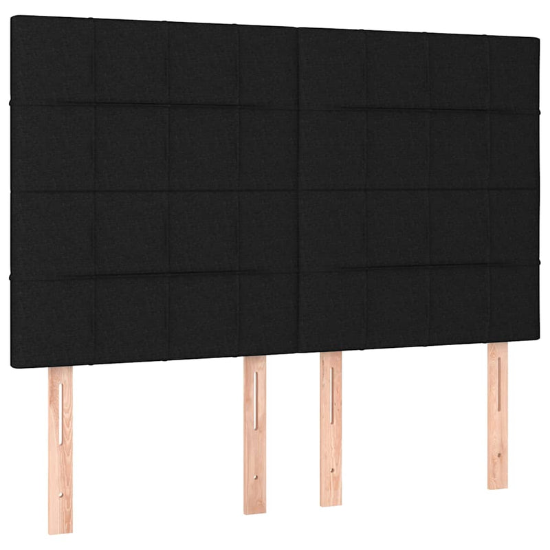 Tăblie de pat neagră 144x5x118/128 cm, material textil