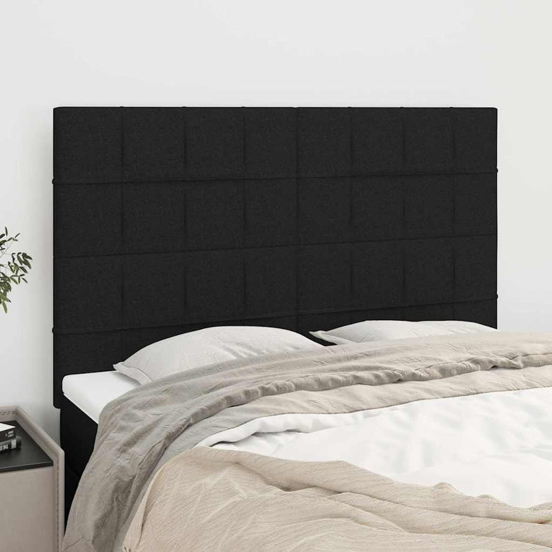 Tăblie de pat neagră 144x5x118/128 cm, material textil