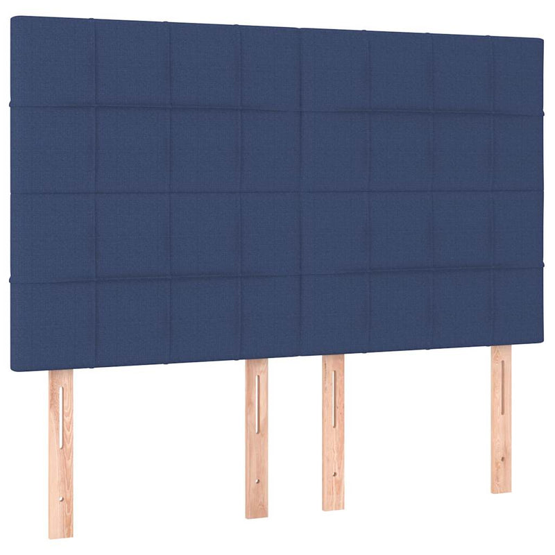 Tăblie de pat albastră 144x5x118/128 cm, material textil