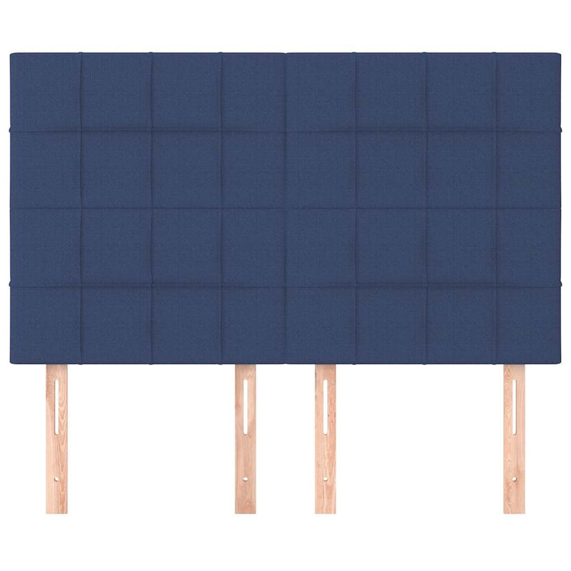 Tăblie de pat albastră 144x5x118/128 cm, material textil
