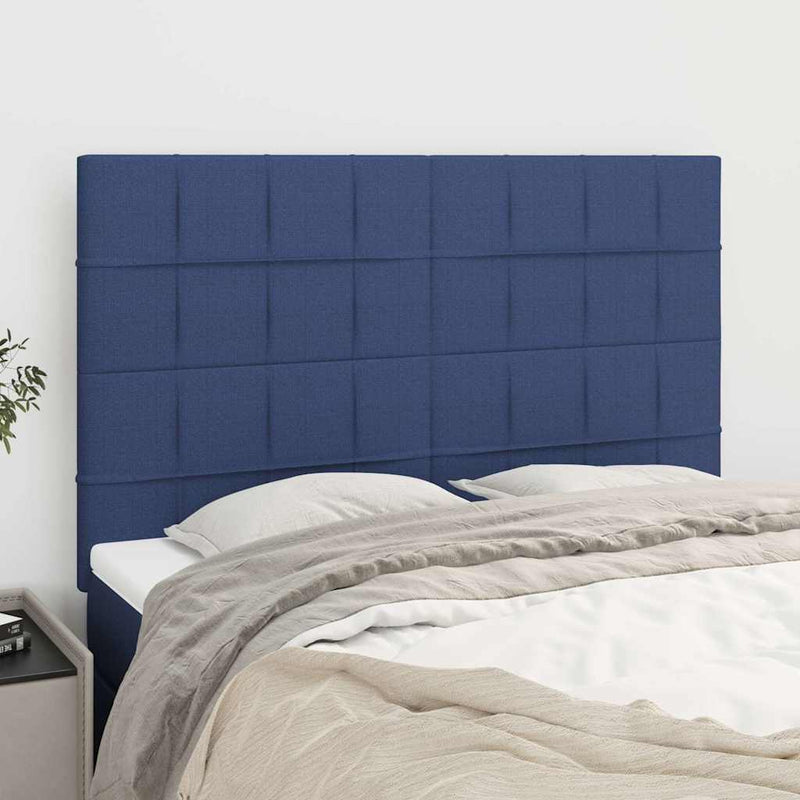 Tăblie de pat albastră 144x5x118/128 cm, material textil