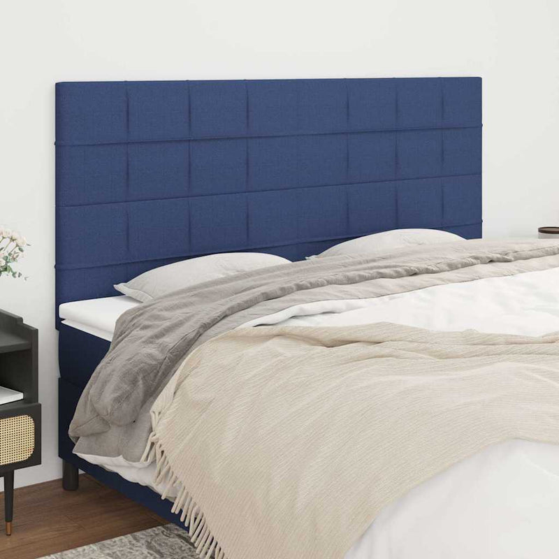 Tăblie de pat albastră 180x5x118/128 cm, material textil