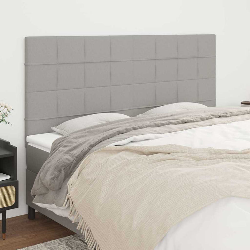 Tăblie de pat gri deschis 200x5x118/128 cm, material textil
