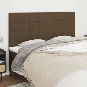 Tăblie de pat maro închis 200x5x118/128 cm, material textil