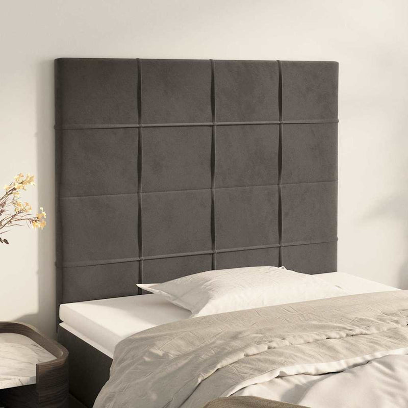 Tăblie de pat gri închis 80x5x118/128 cm catifea