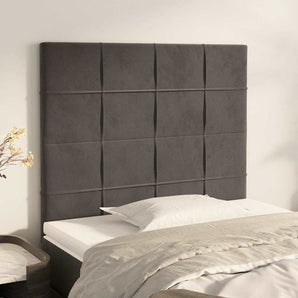 Tăblie de pat gri închis 90x5x118/128 cm catifea