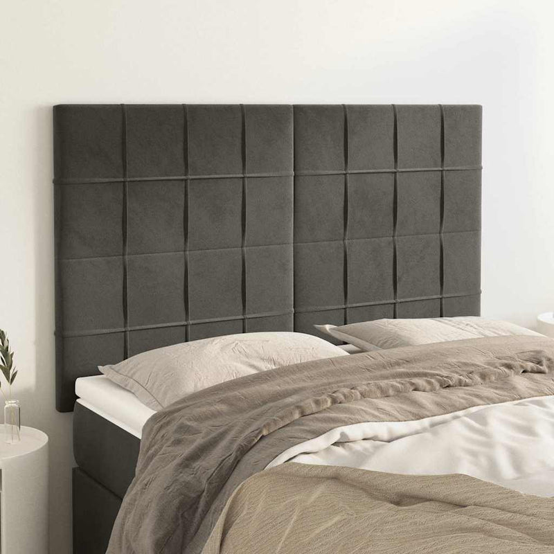 Tăblie de pat gri închis 144x5x118/128 cm catifea
