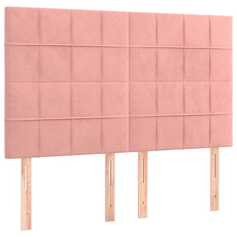 Tăblie de pat roz 144x5x118/128 cm catifea