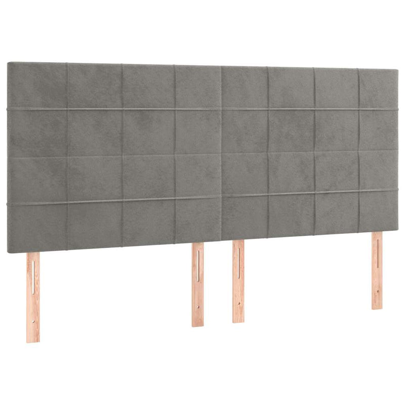 Tăblie de pat gri deschis 200x5x118/128 cm catifea