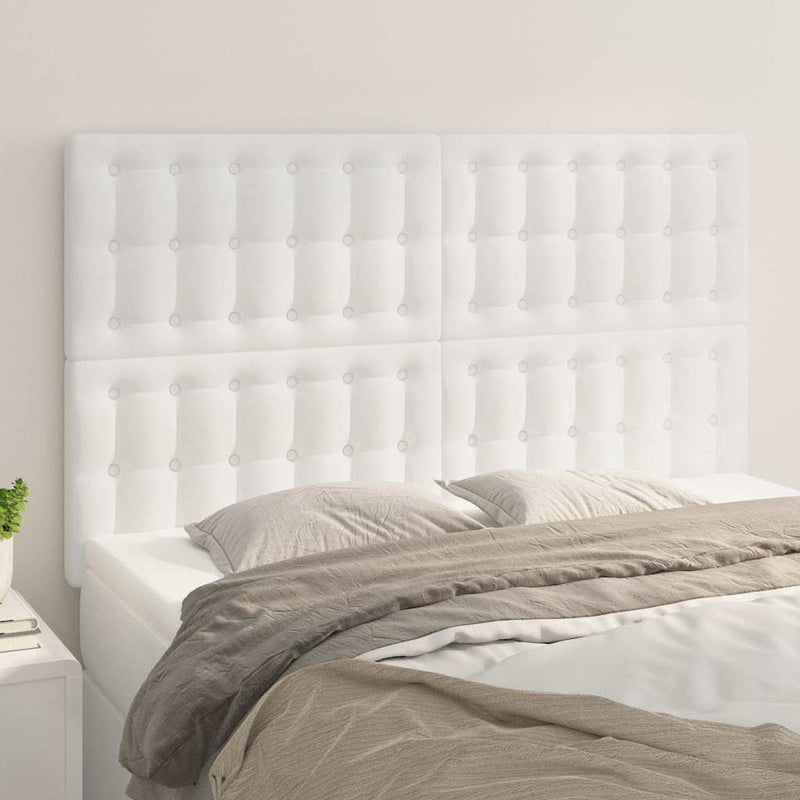 Tăblie de pat albă 144x5x118/128 cm piele ecologică