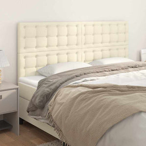 Tăblie de pat crem 180x5x118/128 cm piele ecologică