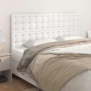 Tăblie de pat albă 200x5x118/128 cm piele ecologică