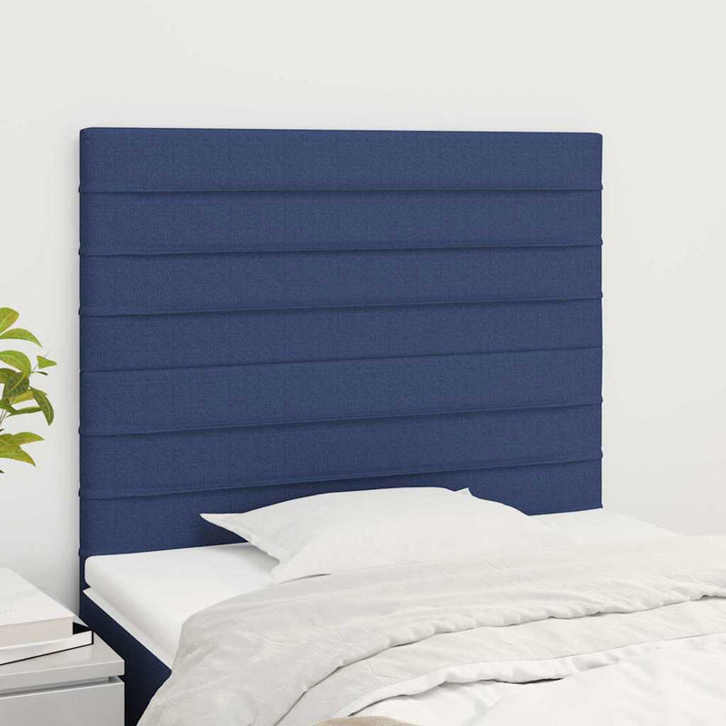 Tăblie de pat albastră 90x5x118/128 cm, material textil