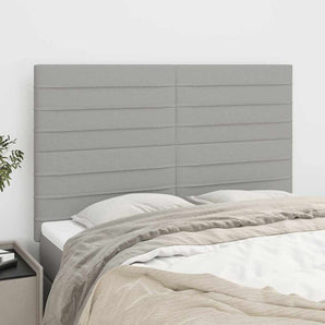 Tăblie de pat gri deschis 144x5x118/128 cm, material textil