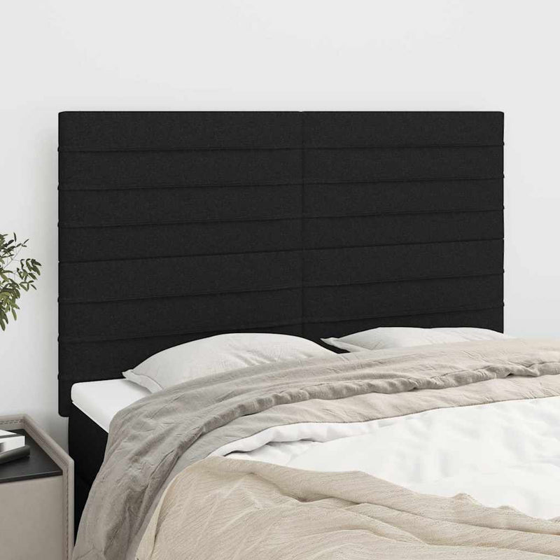 Tăblie de pat neagră 144x5x118/128 cm, material textil