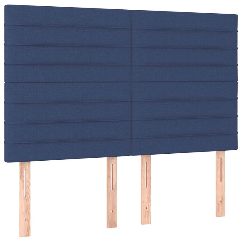 Tăblie de pat albastră 144x5x118/128 cm, material textil